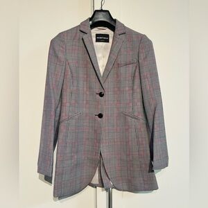 Emporio Armani IT40 US4 Gray Red Plaid Wool Blend Blazer Jacket Italy Made